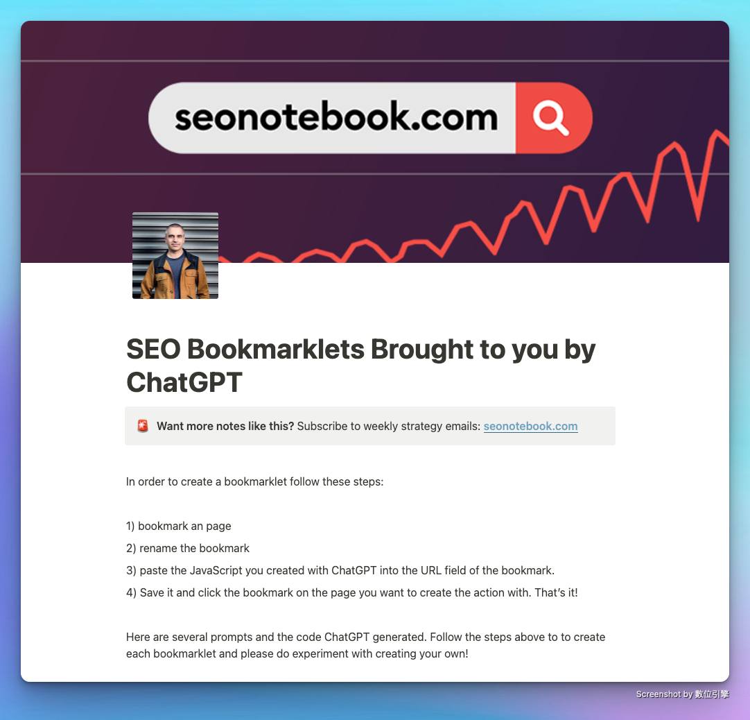 ChatGPT SEO Bookmarklet 的 Facebook 貼文附圖