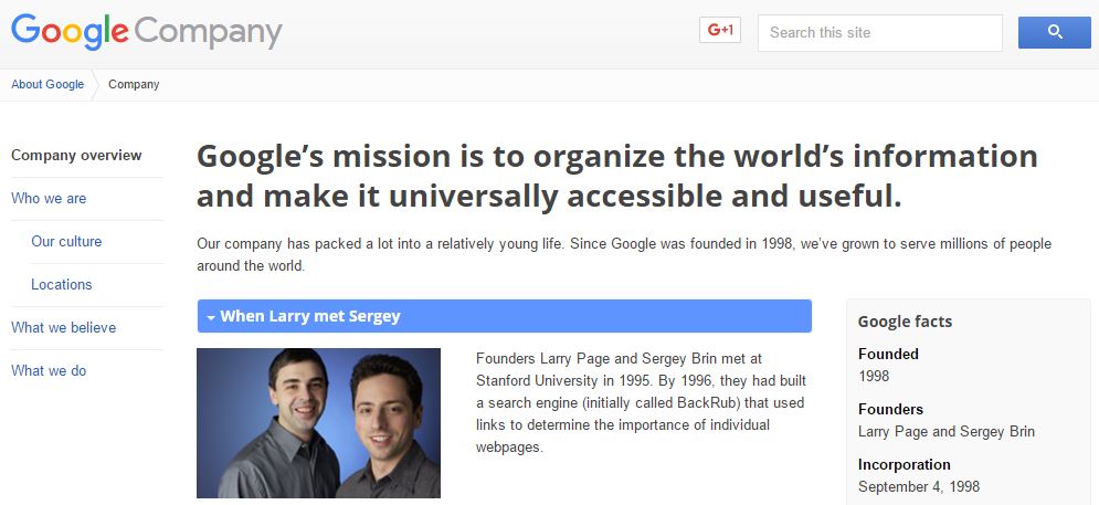 Google's mission statement
